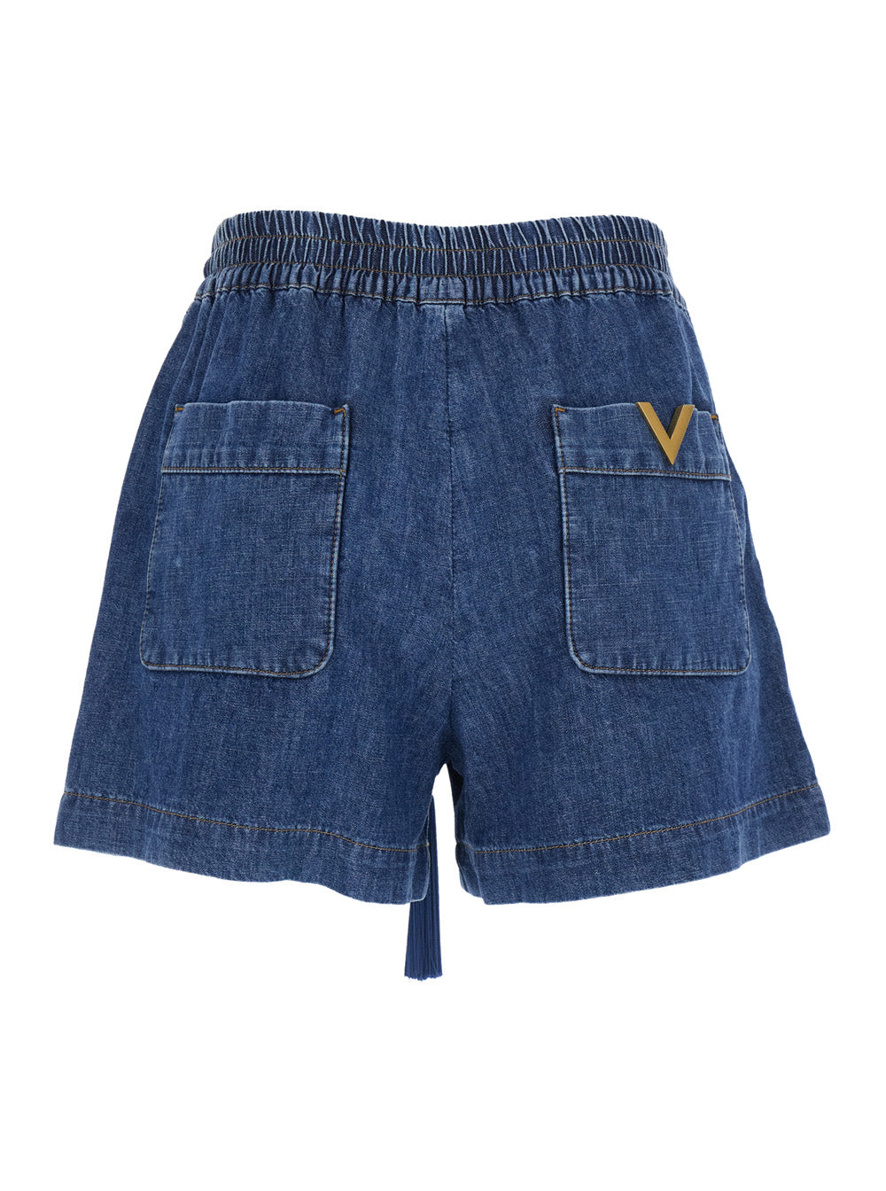 Valentino Women Blue Shorts With Welt Pockets And Front Closure In Cotton VALENTINO
