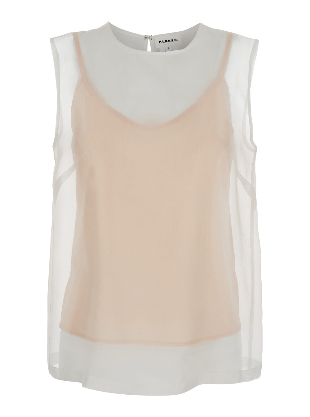 P.A.R.O.S.H. Women White Silk Blouse With Semi-Transparent Design For Women P.A.R.O.S.H.