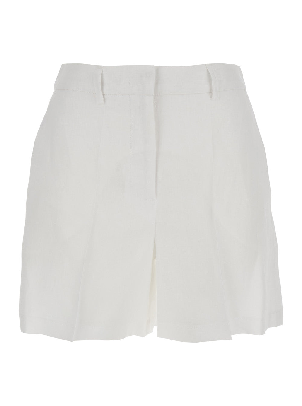 Leplain Women White Linen Shorts With Belt Loops Woman LEPLAIN