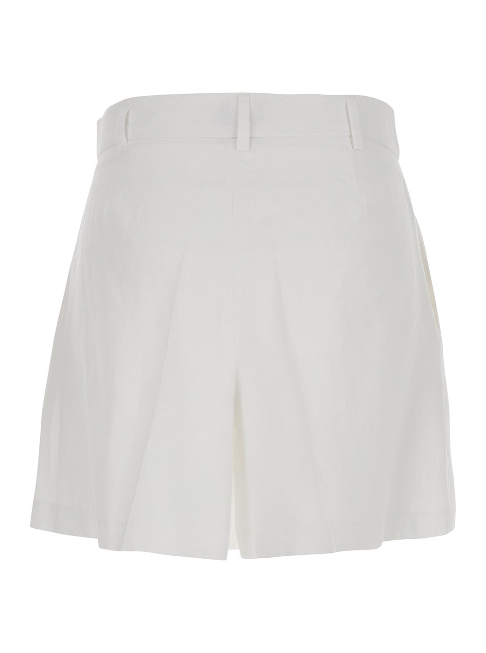 Leplain Women White Linen Shorts With Belt Loops Woman LEPLAIN