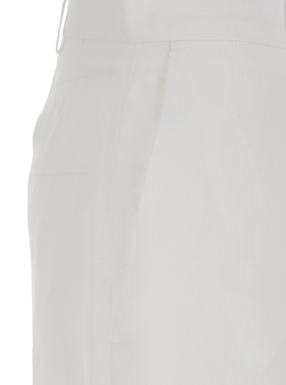 Leplain Women White Linen Shorts With Belt Loops Woman LEPLAIN