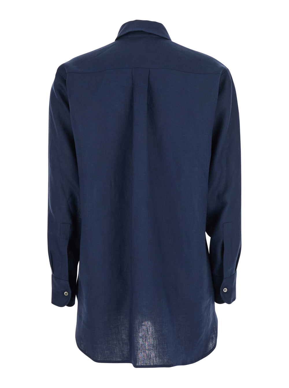 Leplain Women Blue Shirt With Classic Collar And Long Sleeves In Linen For Women LEPLAIN