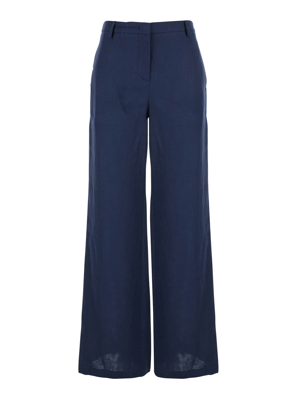 Leplain Women Blue Linen Trousers With Wide Leg Woman LEPLAIN