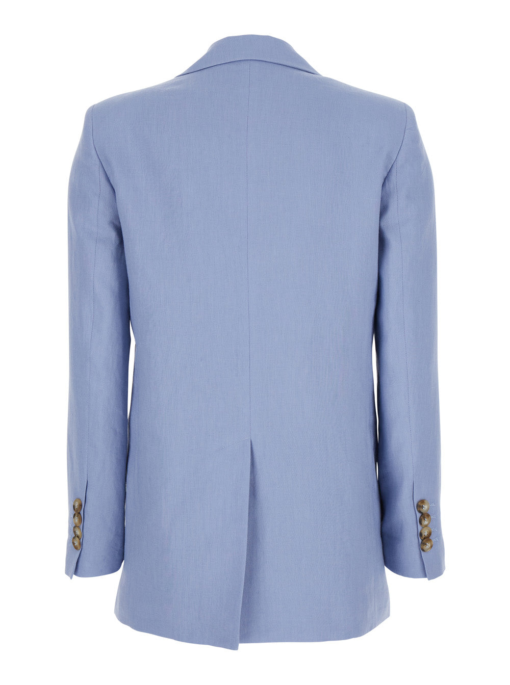 Leplain Women Blue Double-Breasted Jacket With Notched Revers In Linen For Women LEPLAIN
