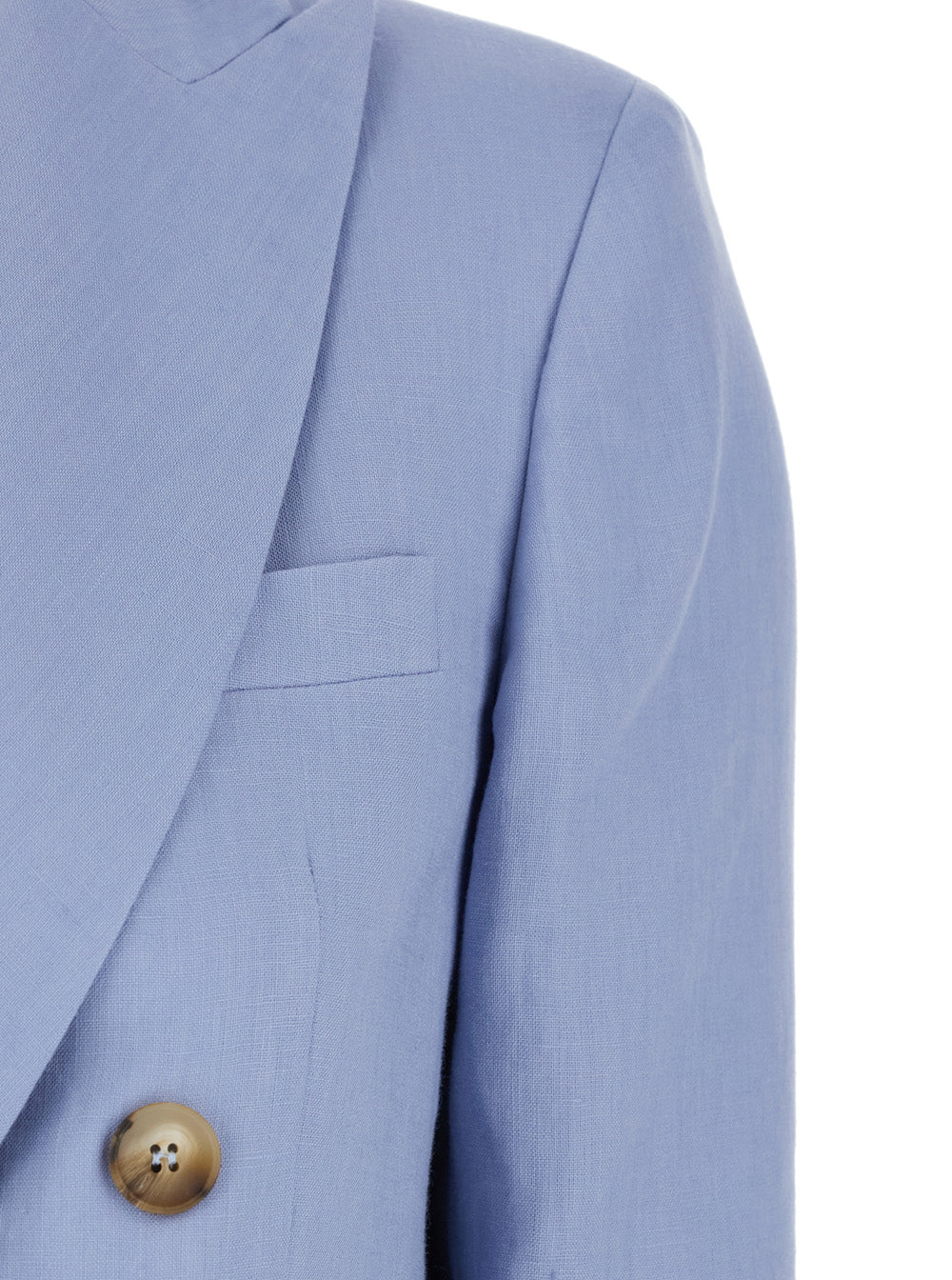 Leplain Women Blue Double-Breasted Jacket With Notched Revers In Linen For Women LEPLAIN