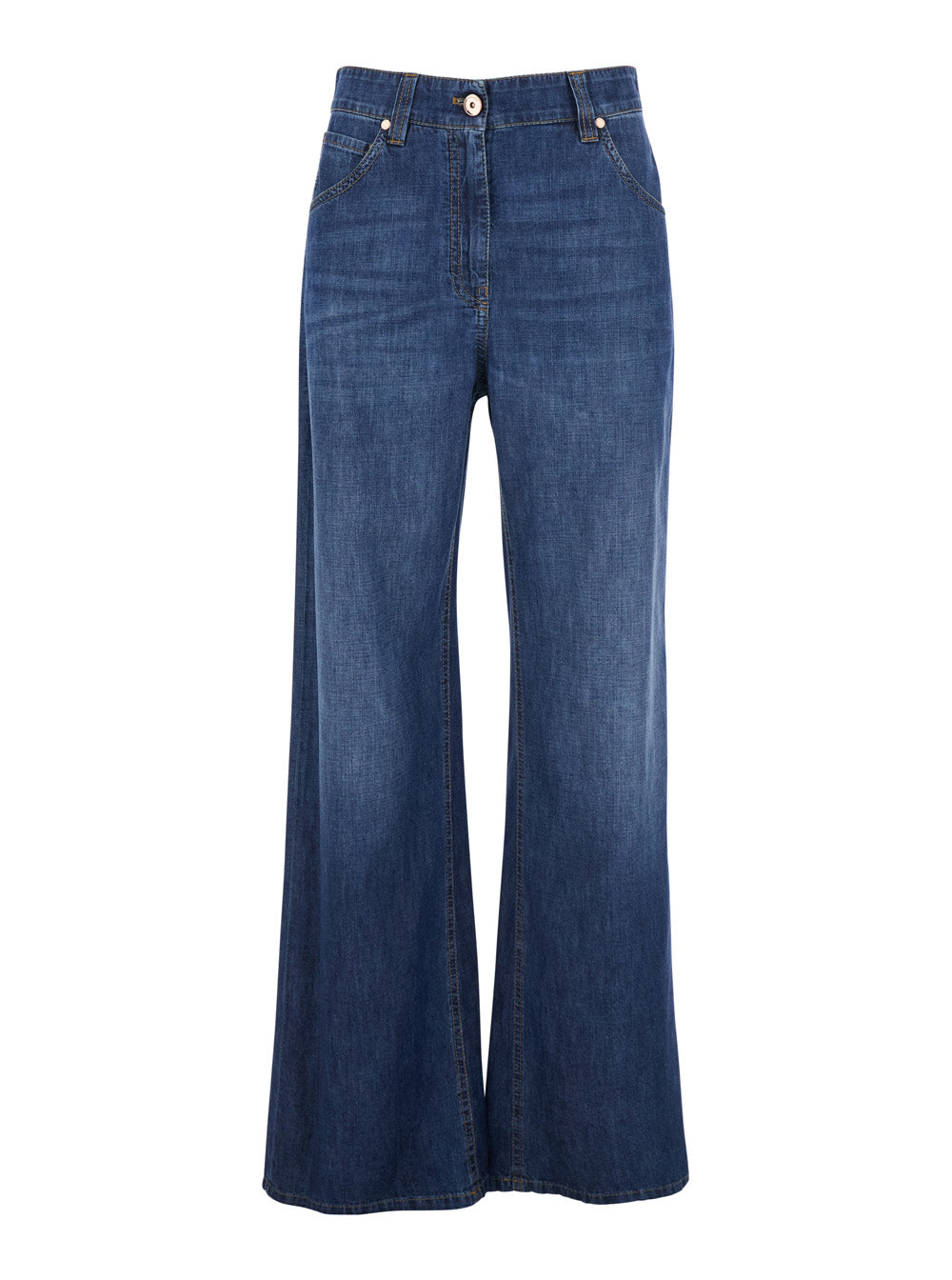 Brunello Cucinelli Women Blue Five-Pocket Design Jeans With Faded Effect In Denim Woman BRUNELLO CUCINELLI