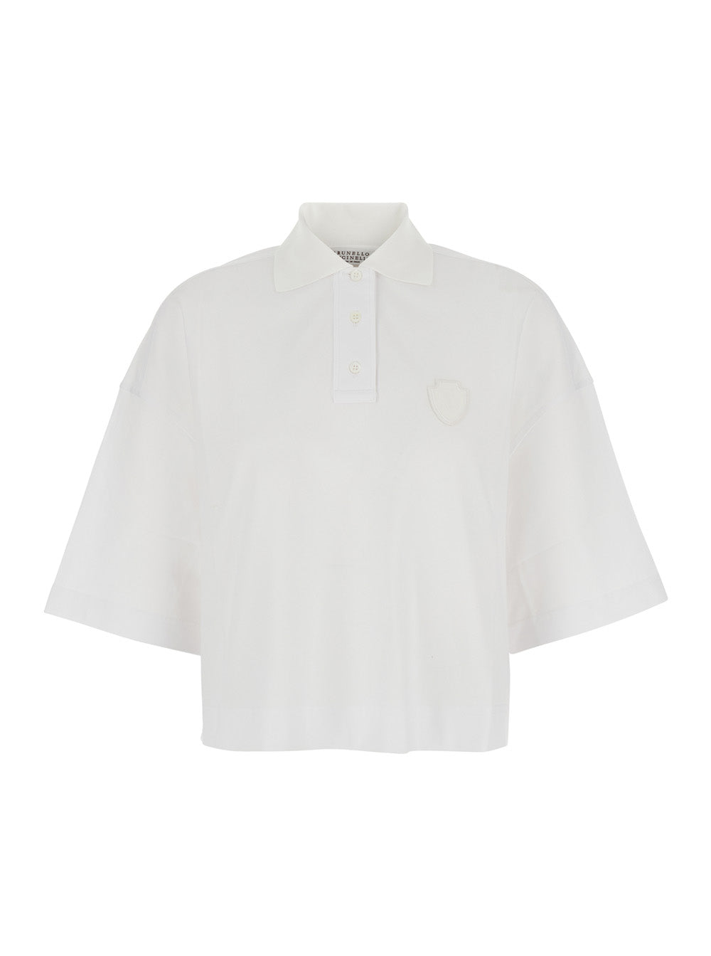 Brunello Cucinelli Women White Polo With Front Logo Patch In Cotton For Women BRUNELLO CUCINELLI