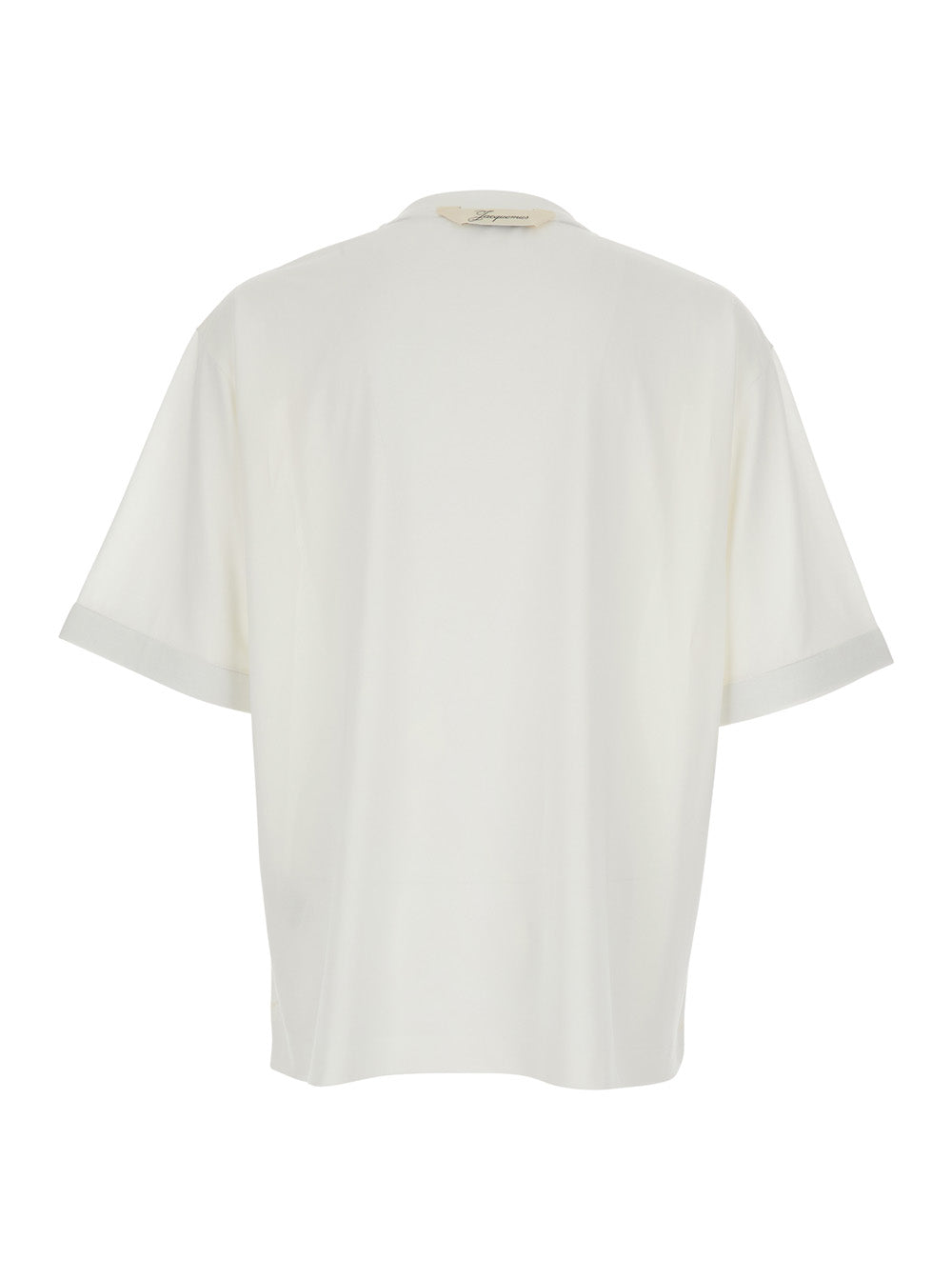 Jacquemus Men 'Le Rond Carre' White T-Shirt With Round Neck And Logo On The Back In  Fabric Man JACQUEMUS