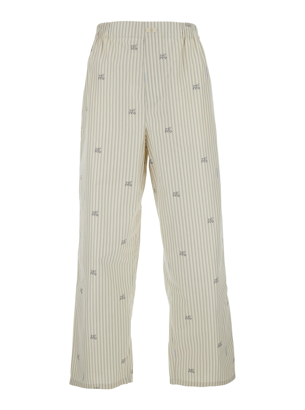 Jacquemus Men Beige Pants With Elasticated Waist And Striped Design In Cotton Man JACQUEMUS