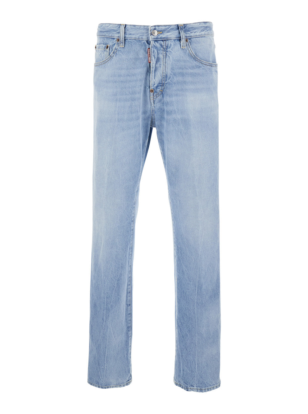 Dsquared2 Men '642' Light Bluejeans With Logo Patch On The Back And Bleach Effect In Denim For Men DSQUARED2