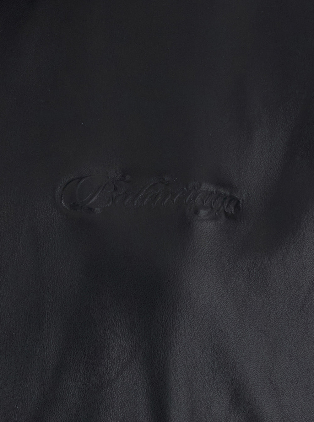 Balenciaga Women Black Leather Jacket With Logo On The Front And High Collar For Women BALENCIAGA