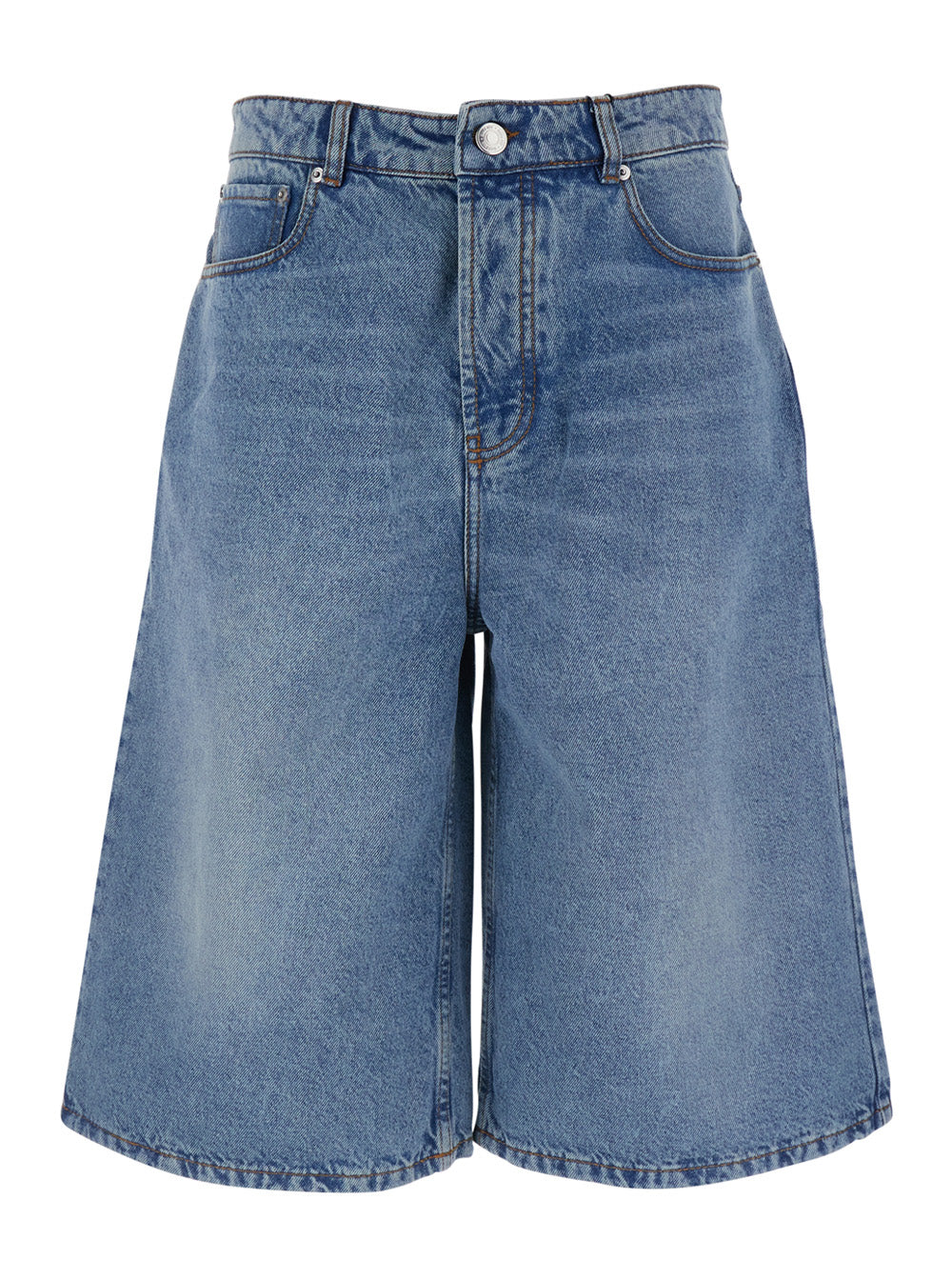 Ami Paris Men Light Blue High-Waisted Bermuda Shorts With Side Pockets In Denim For Men AMI PARIS