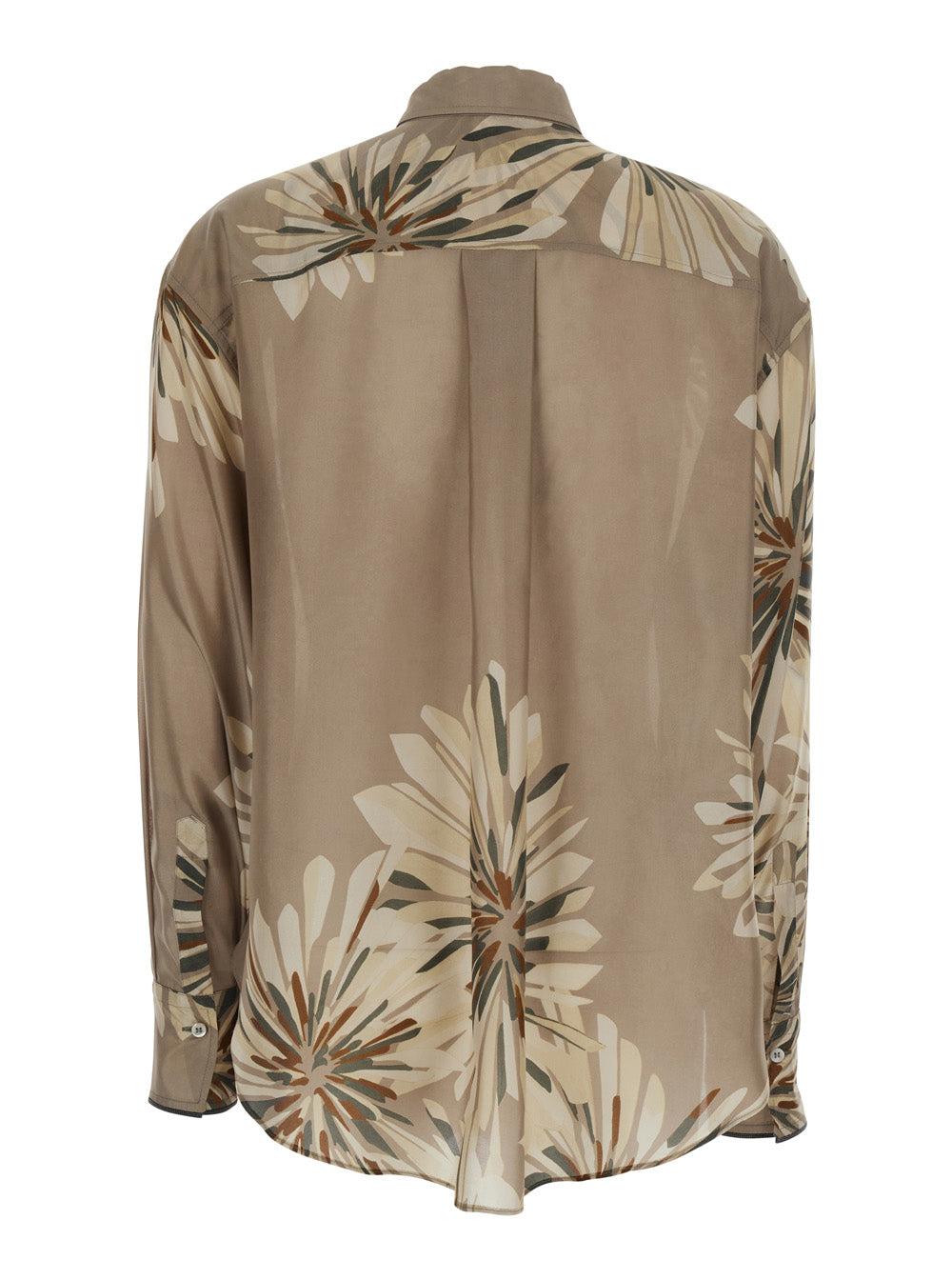 Brunello Cucinelli Women Beige Shirt With All-Over Print In Silk Woman BRUNELLO CUCINELLI