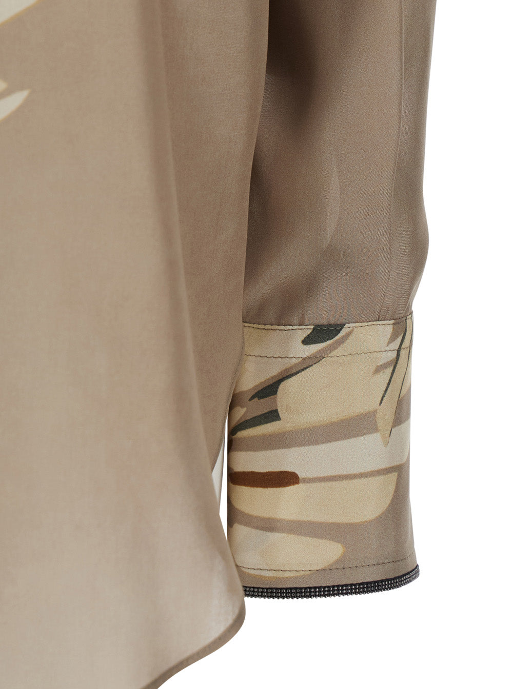 Brunello Cucinelli Women Beige Shirt With All-Over Print In Silk Woman BRUNELLO CUCINELLI