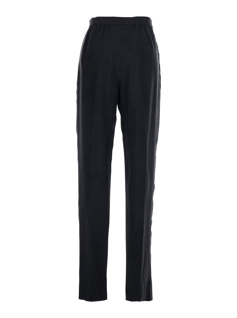 Saint Laurent Women Black High-Waisted Straight Leg Pants In Silk For Women SAINT LAURENT