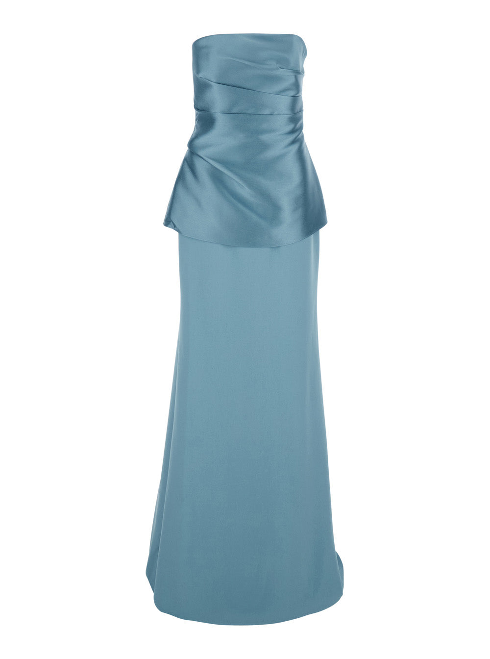 Solace London Women 'Alia' Light Blue Long Dress With Straight Neckline And Flared Design In Tech Fabric Women SOLACE LONDON