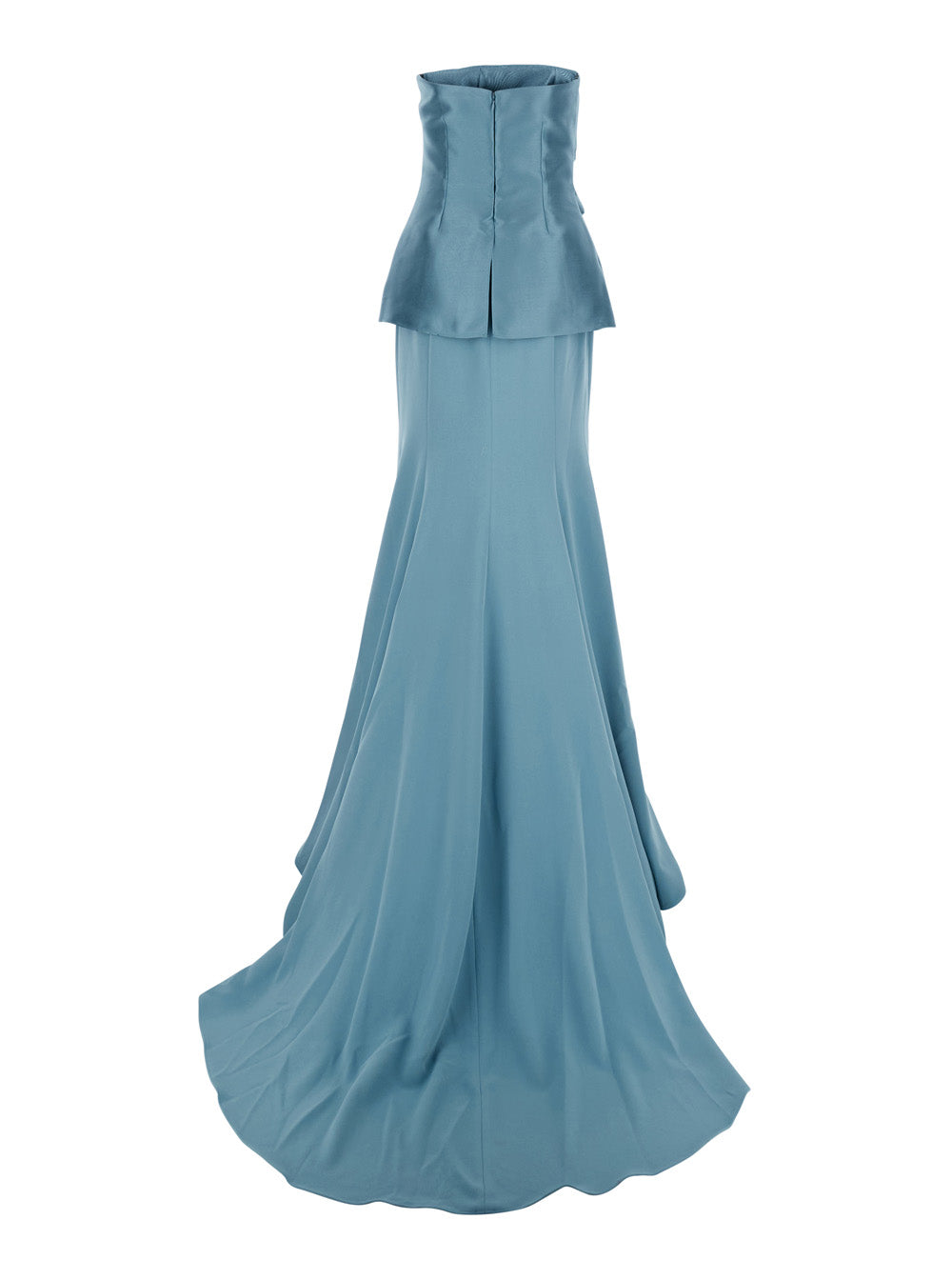 Solace London Women 'Alia' Light Blue Long Dress With Straight Neckline And Flared Design In Tech Fabric Women SOLACE LONDON