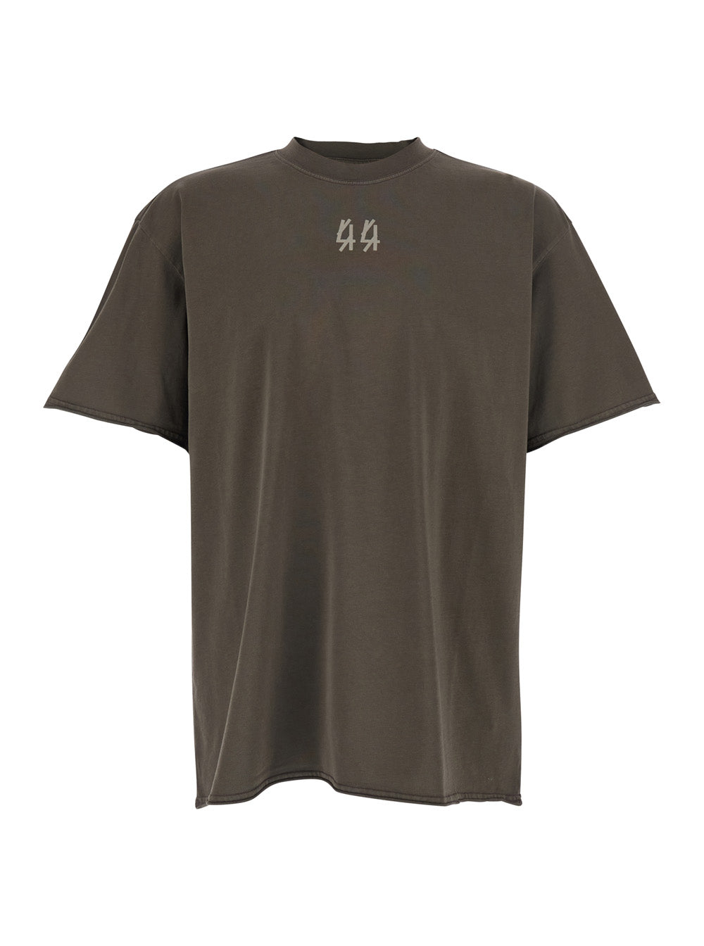 44 Label Group Men Grey Crew Neck T-Shirt With Maxi Logo On The Back In Cotton For Men 44 LABEL GROUP