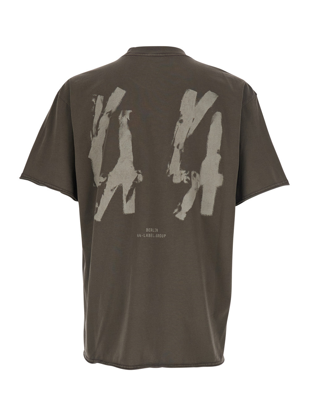 44 Label Group Men Grey Crew Neck T-Shirt With Maxi Logo On The Back In Cotton For Men 44 LABEL GROUP