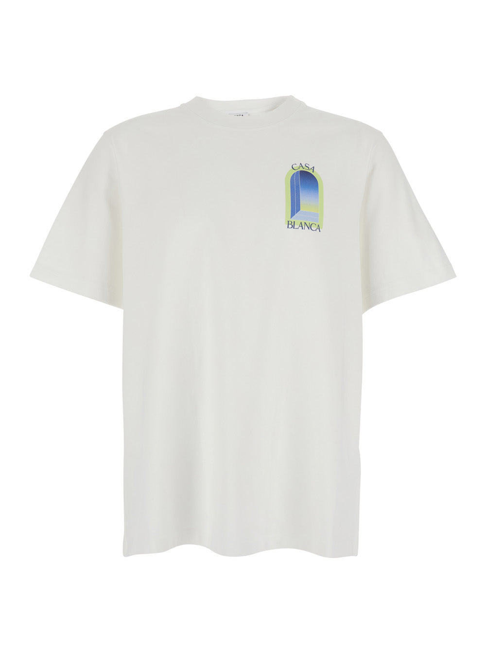 Casablanca Men White T-Shirt With Logo Print On The Front And Back In Cotton Men CASABLANCA