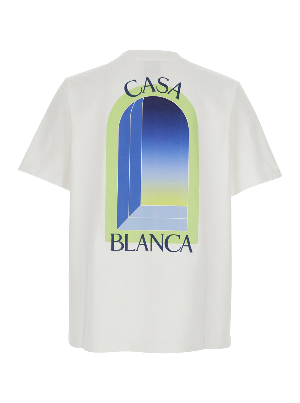 Casablanca Men White T-Shirt With Logo Print On The Front And Back In Cotton Men CASABLANCA