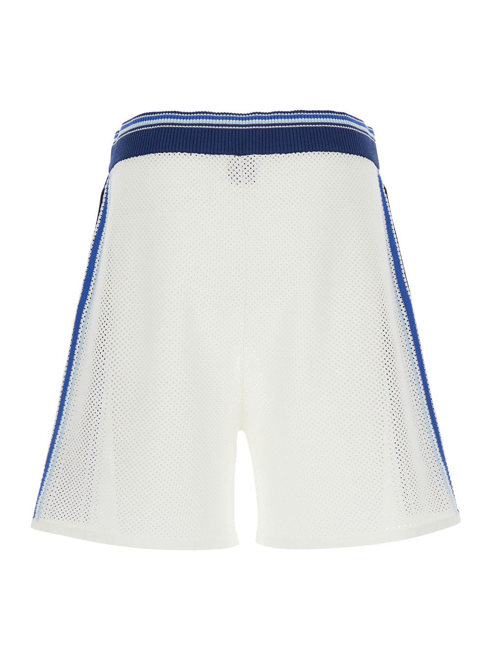 Casablanca Men White Shorts With Striped Details And Perforated Design In Fabric Men CASABLANCA