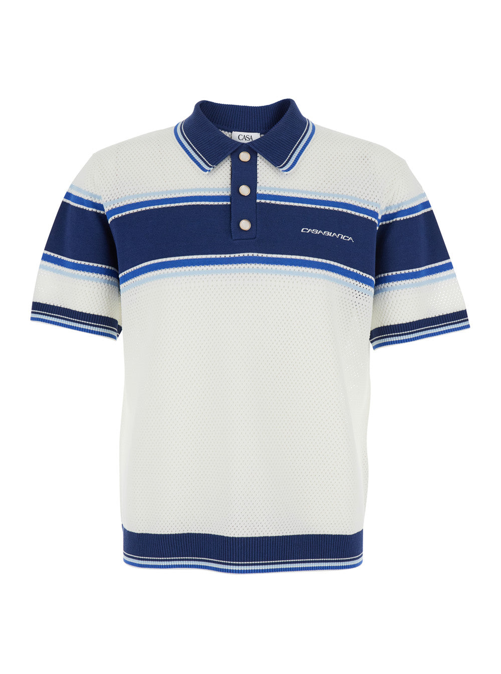 Casablanca Men Mesh Stripe Polo CASABLANCA