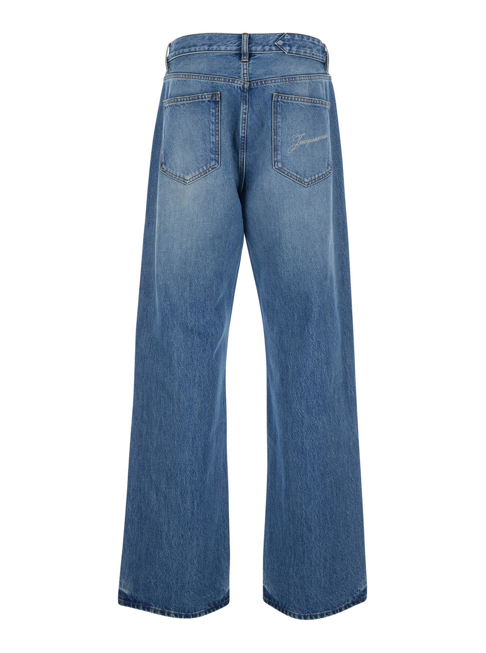 Jacquemus Men 'Le De-Nimes Droit' Blue Jeans With Logo Embroidery On The Pocket In Denim For Men JACQUEMUS