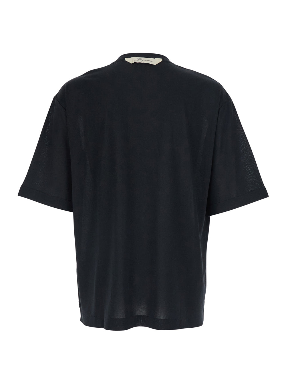 Jacquemus Men 'Le Rond Carre Mc' Black T-Shirt With Round Neck And Logo On The Back In  Fabric Man JACQUEMUS