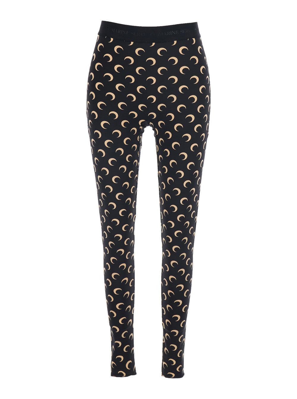 Marine Serre Women Moon Printed Jersey Legging Black Technical Jersey Moon Print Pants Women MARINE SERRE