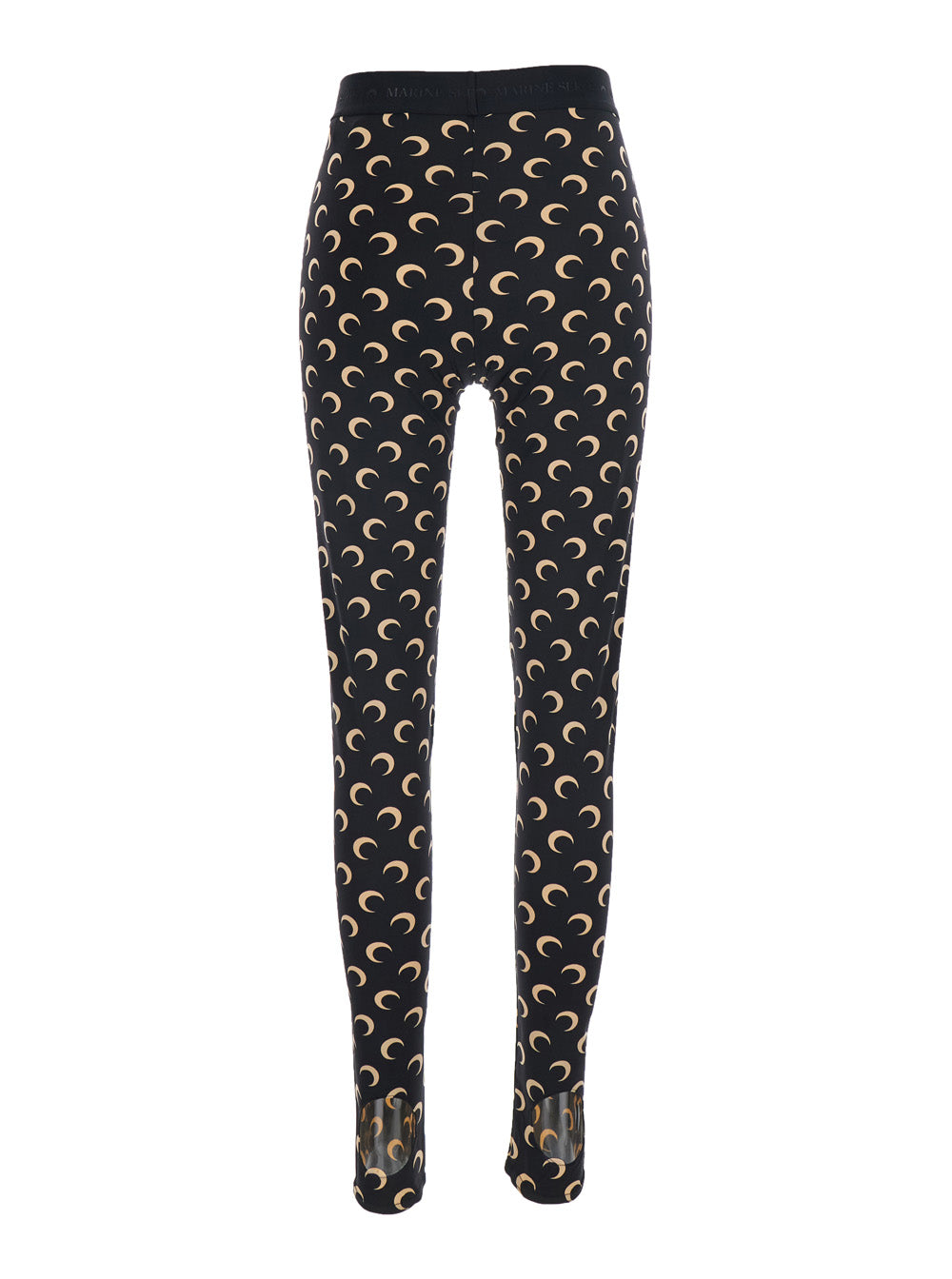 Marine Serre Women Moon Printed Jersey Legging Black Technical Jersey Moon Print Pants Women MARINE SERRE