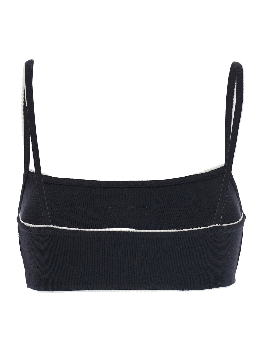 Marine Serre Women Cute 70'S Bra - Black - Top With Thin Straps And V-Neck - In Cotton - Women MARINE SERRE