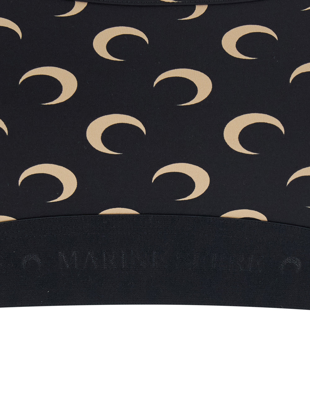 Marine Serre Women Black Sports Bra With All-Over Moon Print In Tech Fabric For Women MARINE SERRE