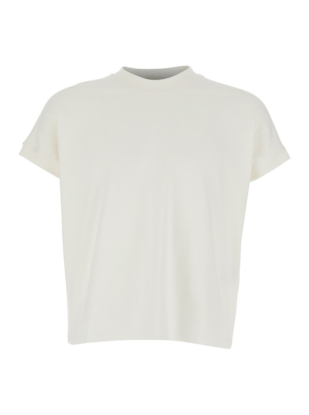 Versace Men White T-Shirt With Logo Lettering With Medusa On The Back In Cotton For Women VERSACE