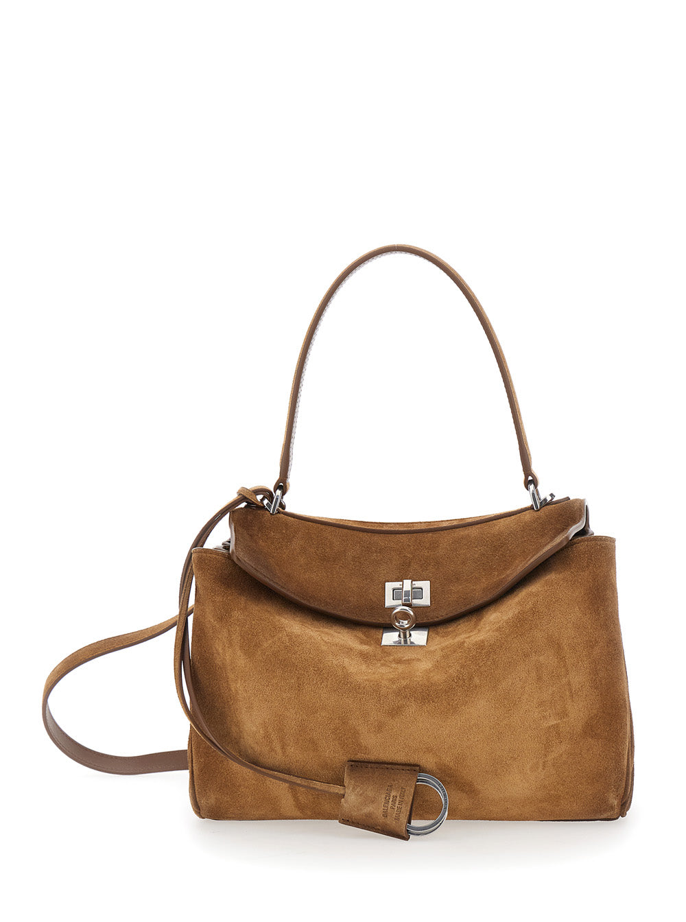 Balenciaga Women 'Small Rodeo' Brown Handbag With Detachable Key Holder In Suede Woman BALENCIAGA