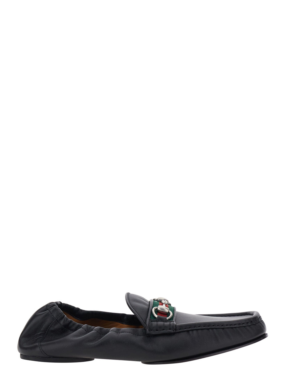Gucci Men Black Loafers With Rounded Toe And Horsebit Detail On Front In Leather For Men GUCCI