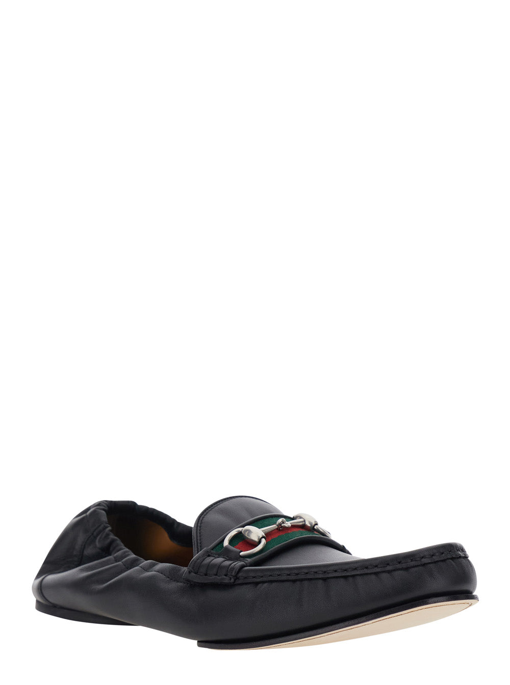 Gucci Men Black Loafers With Rounded Toe And Horsebit Detail On Front In Leather For Men GUCCI