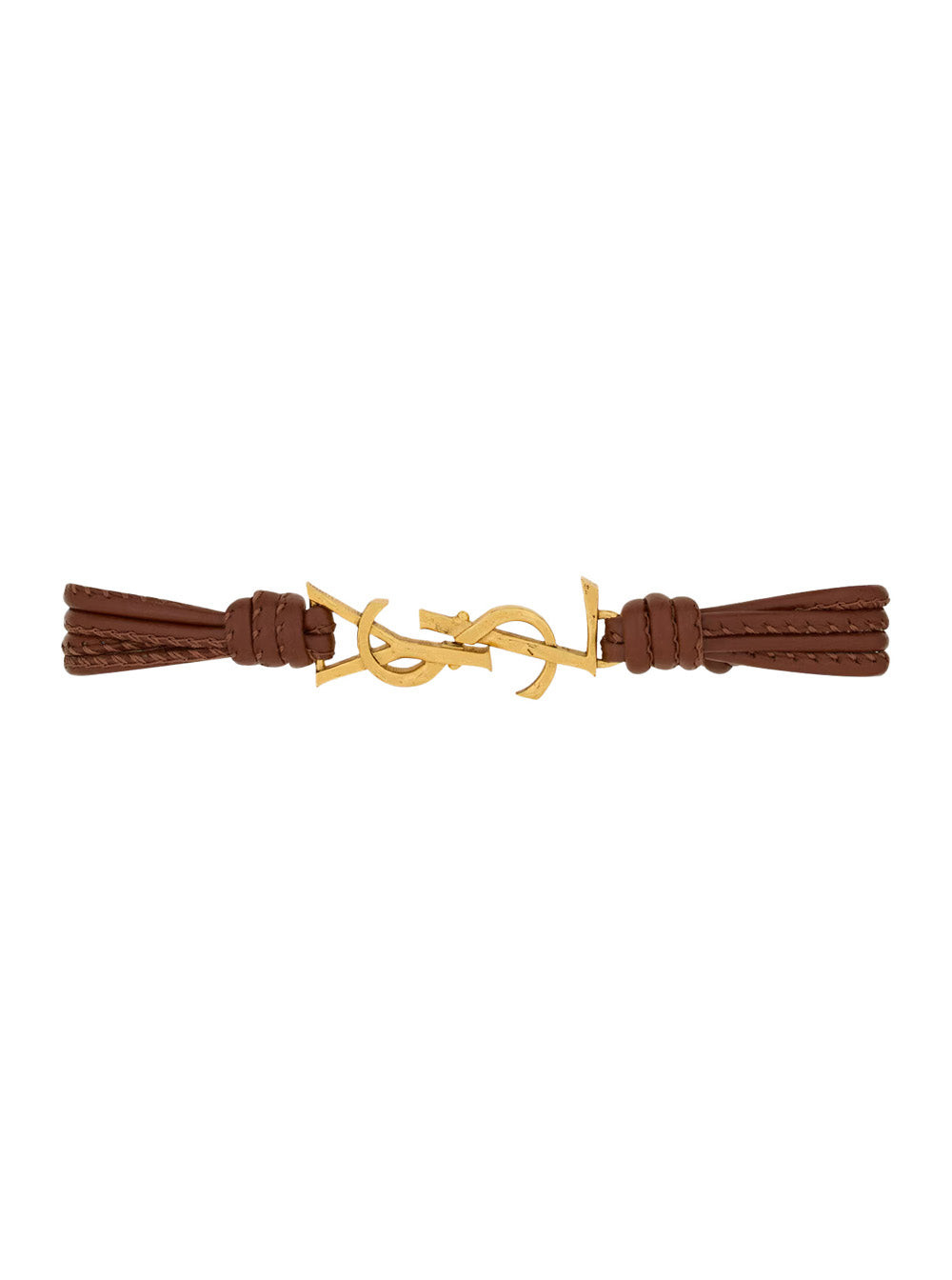 Saint Laurent Women Bracelet With Cassandre In The Center And Clasp Closure In Nappa Leather And Gold Metal For Women SAINT LAURENT