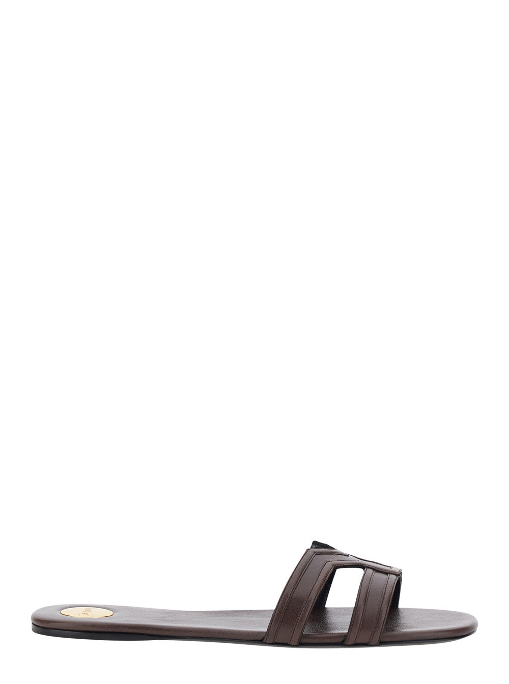 Saint Laurent Women Brown Mabrouka Sandals With Rounded Toe And Thick Double Strap In Leather For Women SAINT LAURENT
