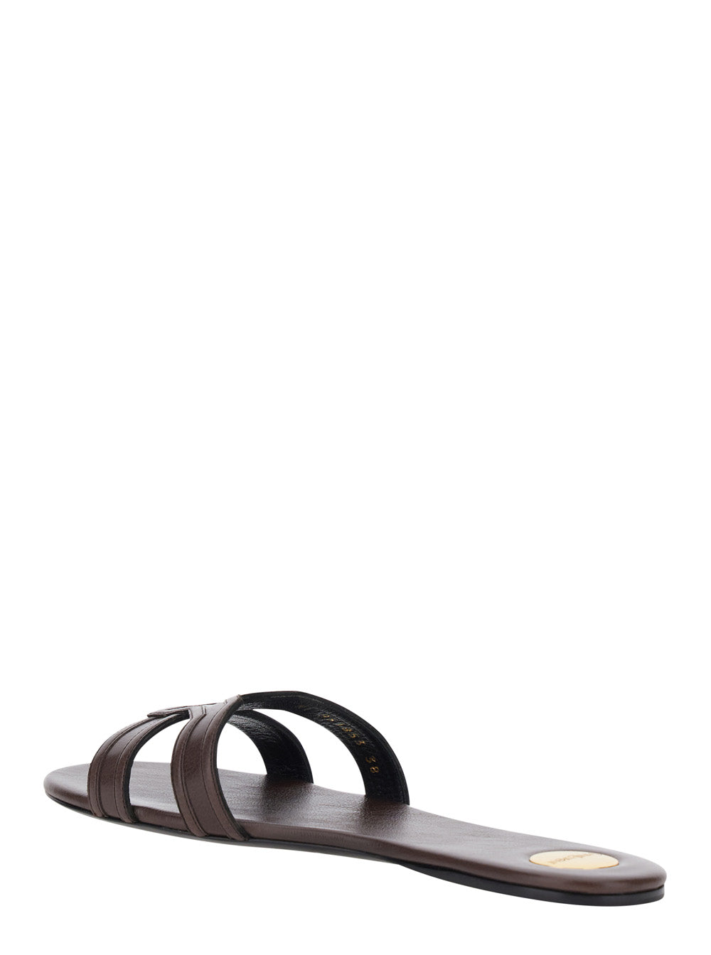 Saint Laurent Women Brown Mabrouka Sandals With Rounded Toe And Thick Double Strap In Leather For Women SAINT LAURENT