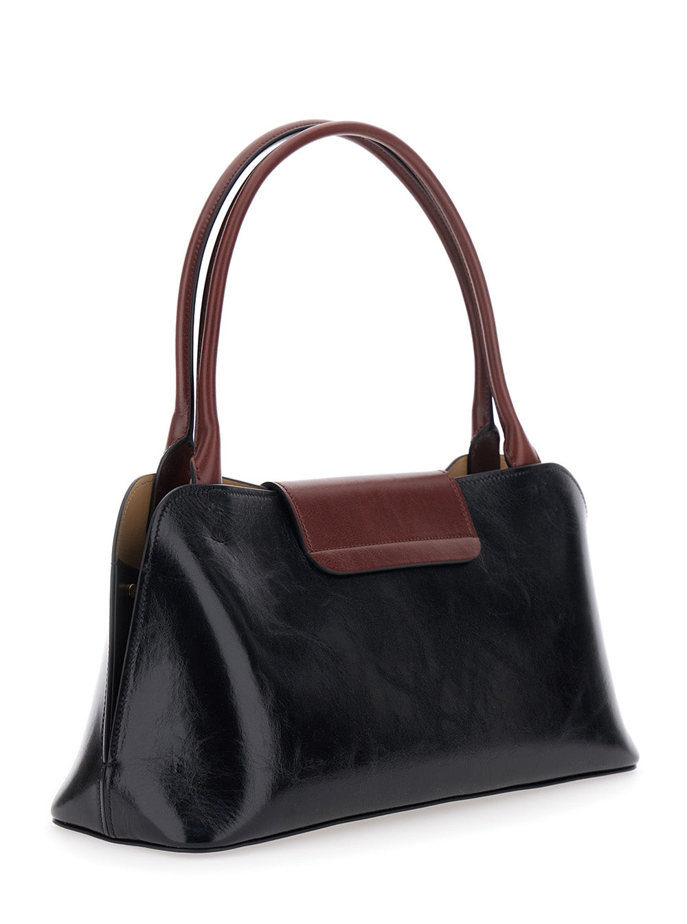 Versace Women 'Vivien' Black Shoulder Bag With Turn Lock Closure And Medusa Plaque In Leather For Women VERSACE