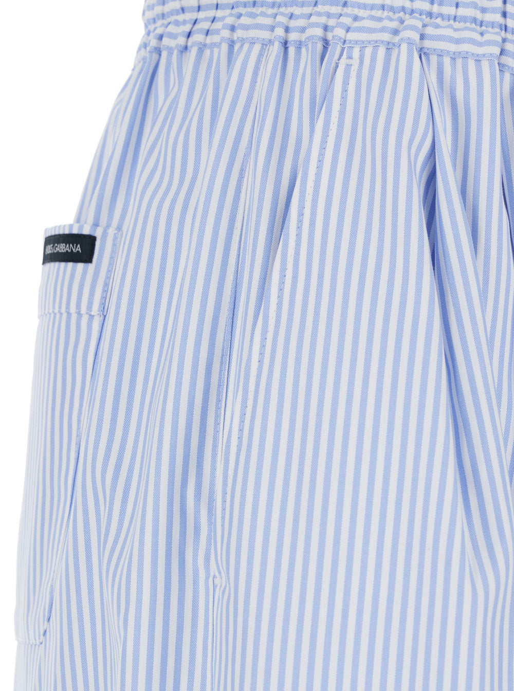 Dolce & Gabbana Women Blue Pants With Elastic Waist And Striped Motif In Women's Fabric DOLCE & GABBANA