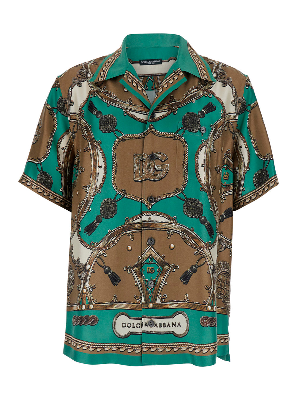 Dolce & Gabbana Men Multicolor Bowling Shirt With Cuban Collar And All-Over Floral Print In Silk For Men DOLCE & GABBANA