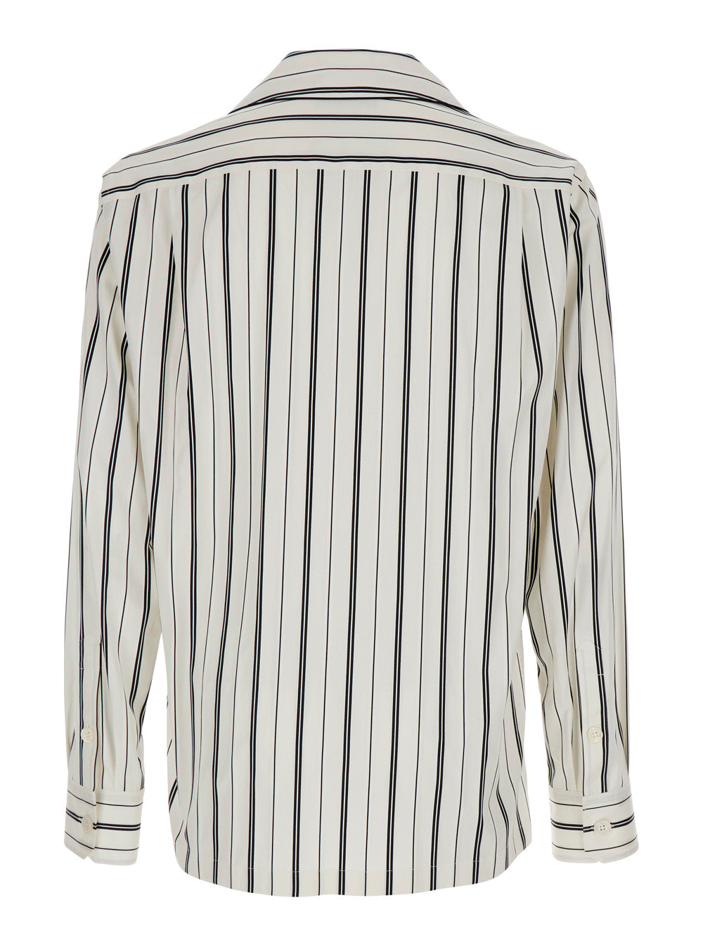 Dolce & Gabbana Men Black And White Long-Sleeved Shirt With Stripe Motif In Cotton For Men DOLCE & GABBANA