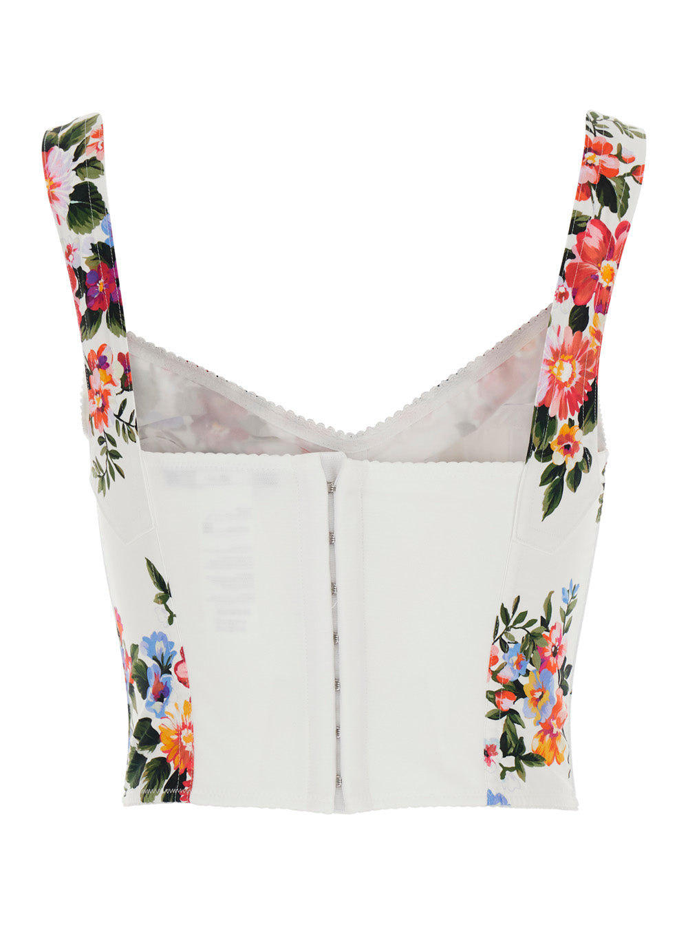 Dolce & Gabbana Women Multicolor Floral Print V-Neck Bustier Top In Cotton For Women DOLCE & GABBANA