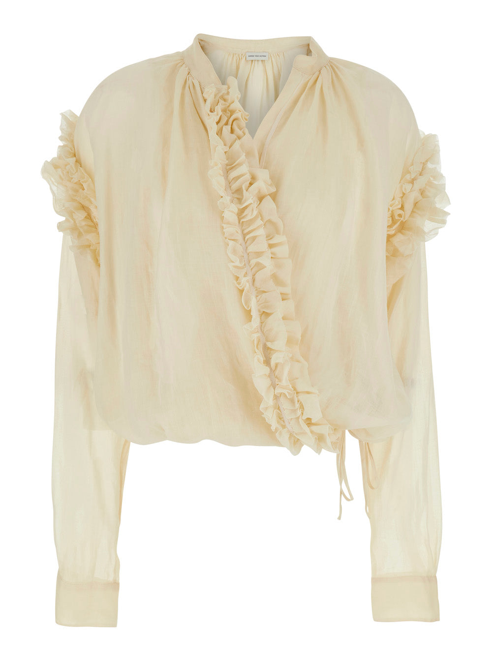 Dries Van Noten Women Cenver' Beige Silk Blouse With V-Neck And Long Sleeves DRIES VAN NOTEN