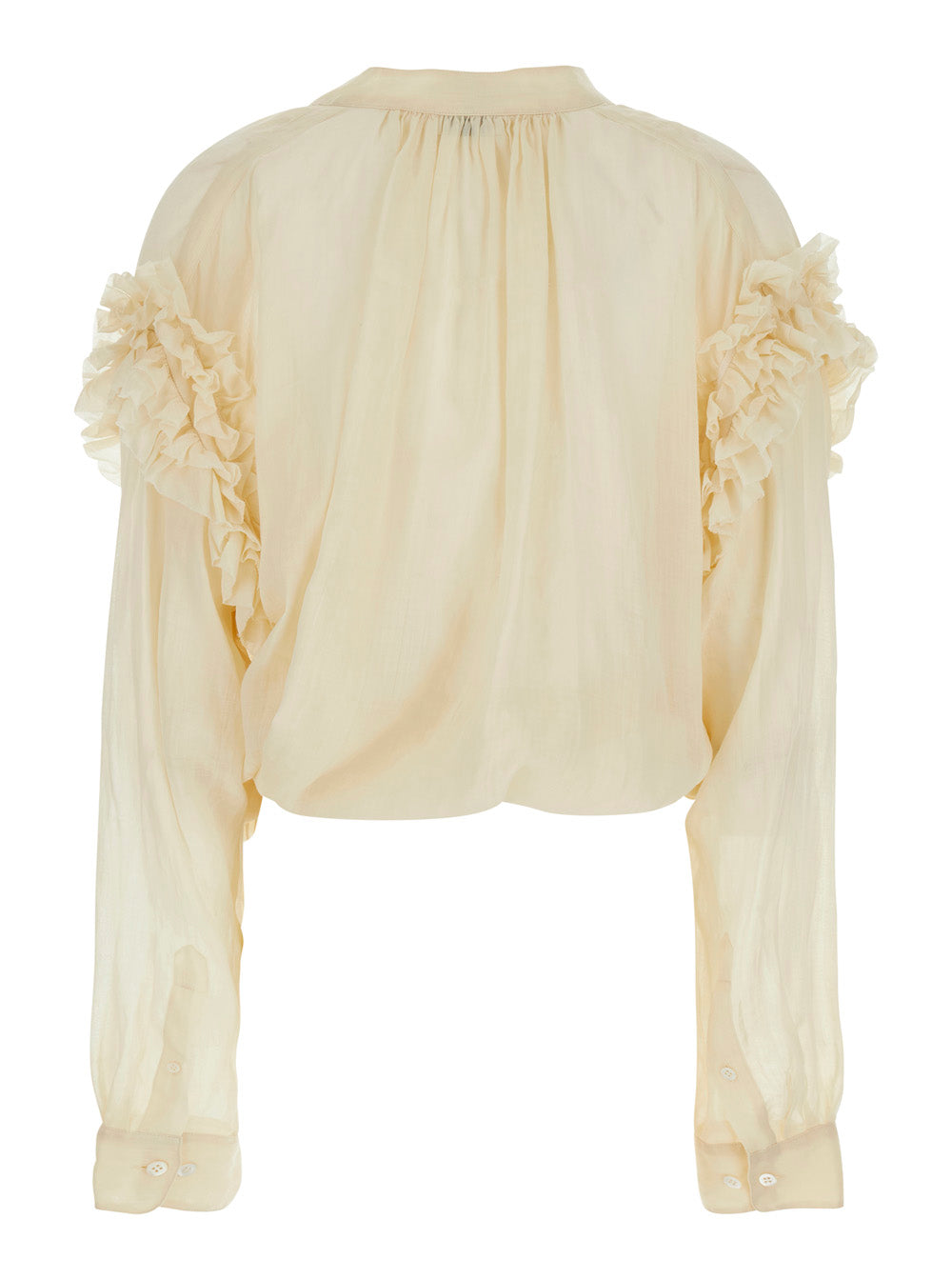 Dries Van Noten Women Cenver' Beige Silk Blouse With V-Neck And Long Sleeves DRIES VAN NOTEN