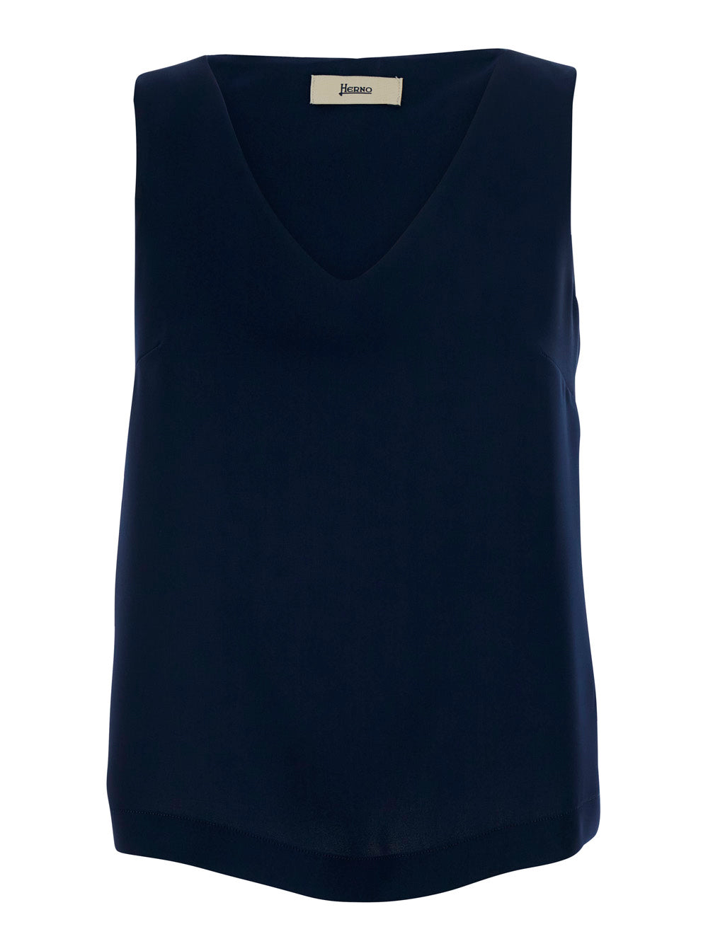 Herno Women Blue Top With V-Neck And Sleeveless In Tech Fabric Woman HERNO
