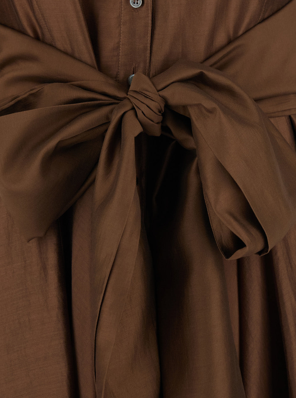 Leplain Women Brown Long Dress With Adjustable Waist Belt And Cuban Collar In Fabric Woman LEPLAIN