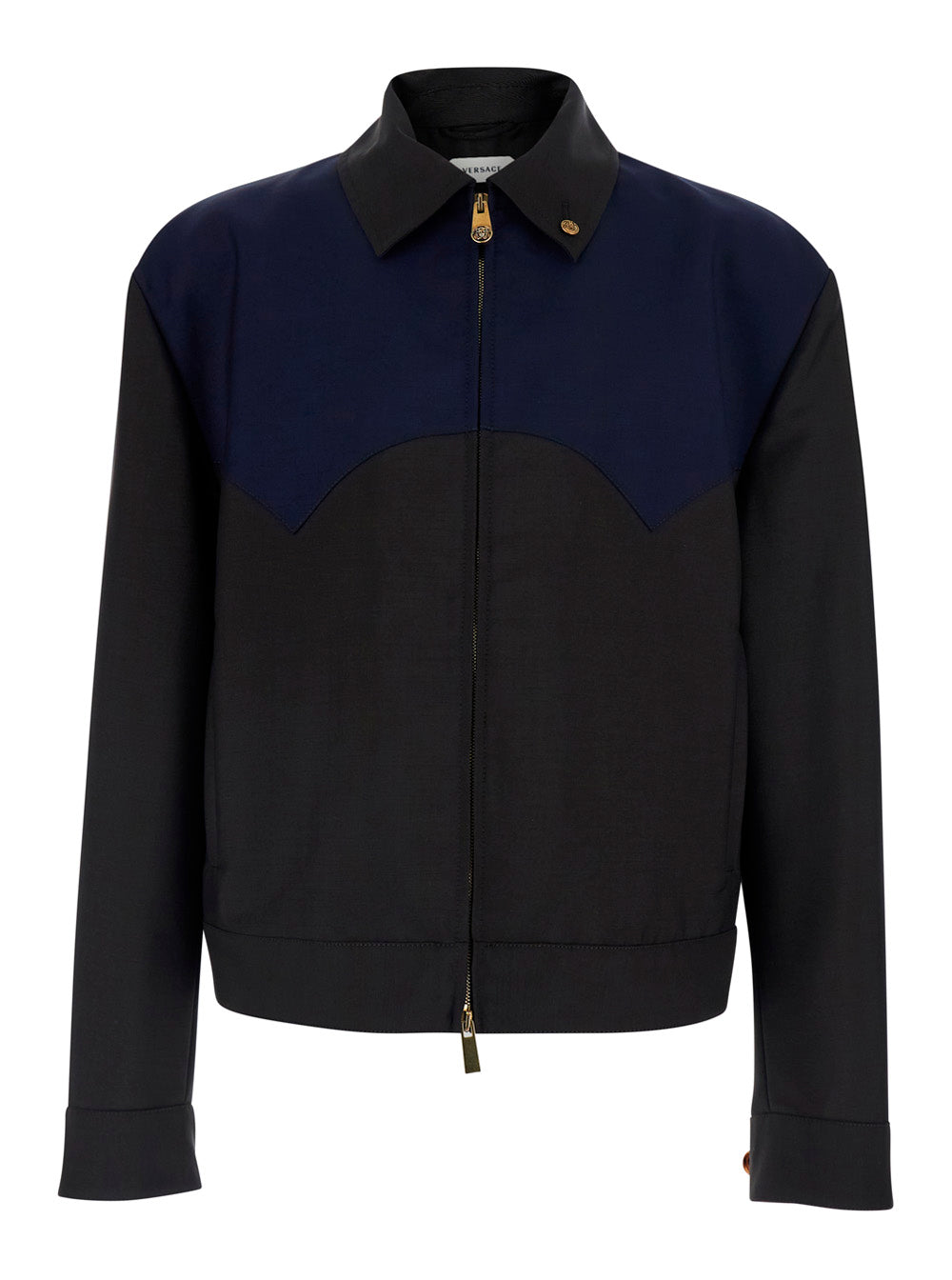 Versace Men Brown Jacket With Classic Collar And Zip Closure On The Front In Leather For Men VERSACE
